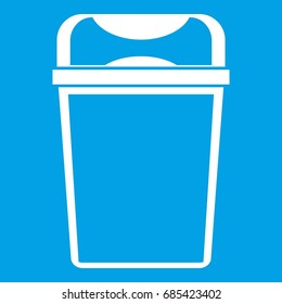 Trash can icon white isolated on blue background vector illustration