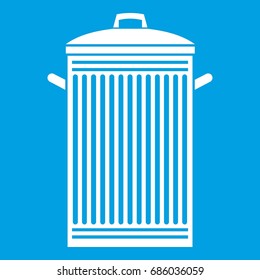 Trash can icon white isolated on blue background vector illustration