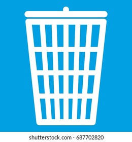 Trash can icon white isolated on blue background vector illustration