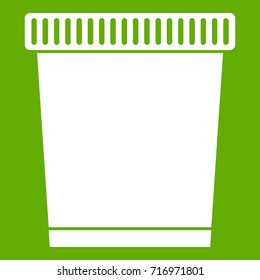 Trash can icon white isolated on green background. Vector illustration