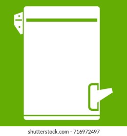 Trash can icon white isolated on green background. Vector illustration