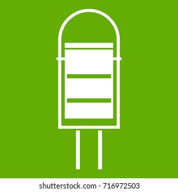 Trash can icon white isolated on green background. Vector illustration