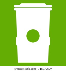 Trash can icon white isolated on green background. Vector illustration