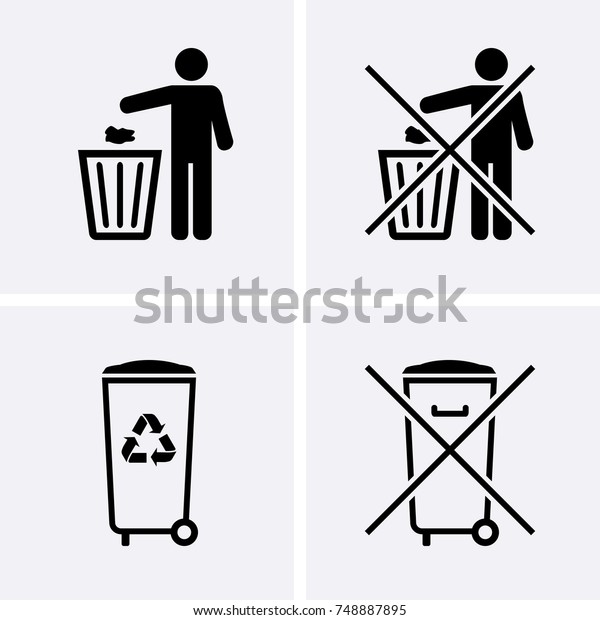 Trash Can Icons. Bin Icons. Do Not Litter. Waste\
Recycling. Vector for\
web