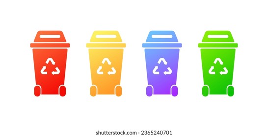 La basura puede iconos. Plano, color, reciclado de residuos, clasificación de residuos, iconos de basuras. Iconos del vector