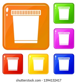 Trash can icons set collection vector 6 color isolated on white background