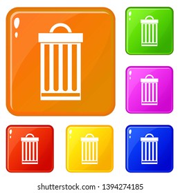 Trash can icons set collection vector 6 color isolated on white background