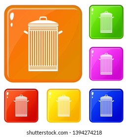 Trash can icons set collection vector 6 color isolated on white background