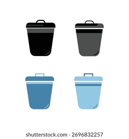 Conjunto de iconos de papelera para función de Borrar y símbolo de gestión de residuos