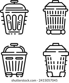 trash can icons set, element for design