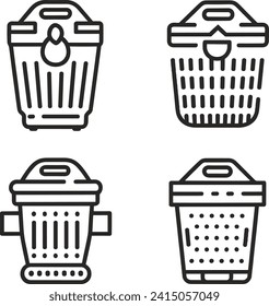 trash can icons set, element for design