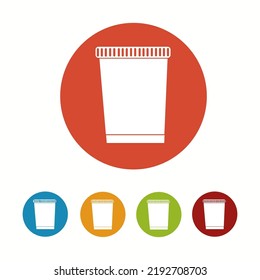 Trash can icons set in flat circle Vector illustration