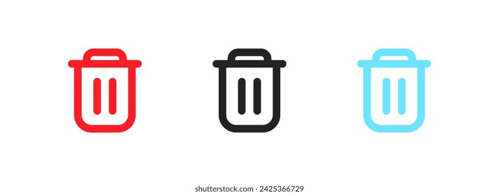 Trash can icons set. Flat, color, trash can set, trash can design. Vector icons