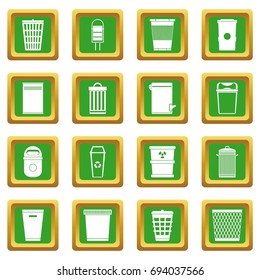 Trash can icons set in green color isolated vector illustration for web and any design
