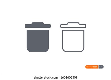 Trash Can Icons Set isolated on white background. Flat Vector Icon Design Template Element