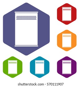 Trash can icons set rhombus in different colors isolated on white background