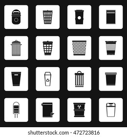 Trash can icons set in simple style. Garbage container set collection vector illustration