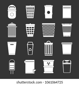 Trash can icons set vector white isolated on grey background 