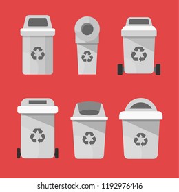 Trash can. Icons set in vector
