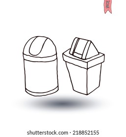 trash can icons set, vector illustration