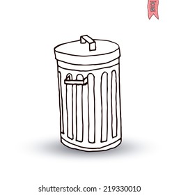 trash can icons set, vector illustration
