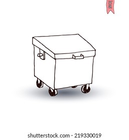  trash can icons set, vector illustration