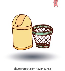  trash can icons set, vector illustration