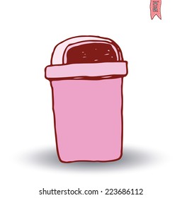  trash can icons set, vector illustration