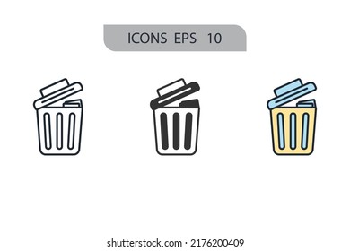 Trash can icons  symbol vector elements for infographic web