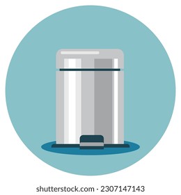 Trash can illustration icon. Trash can in a flat style. Cleaning equipment set