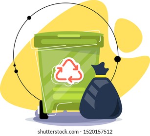 Trash can illustration. Recycling, Separate collection of garbage and waste. Creative vector illustration.