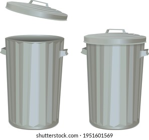 Trash can illustration with removable lid.