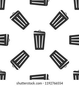 Trash can isolated icon seamless pattern on white background. Garbage bin sign. Flat design. Vector Illustration
