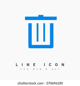 Trash can isolated minimal single flat icon. Basket line vector icon for websites and mobile minimalist flat design. 
