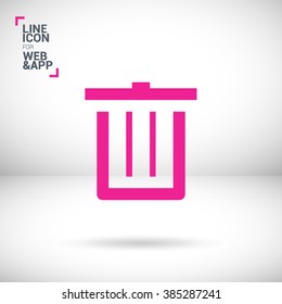 Trash can isolated minimal single flat icon. Basket line vector icon for websites and mobile minimalist flat design. 