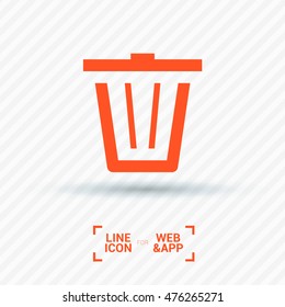 Trash can isolated minimal single flat icon. Basket line vector icon for websites and mobile minimalist flat design. 
