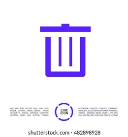 Trash can isolated minimal single flat icon. Basket line vector icon for websites and mobile minimalist flat design. 