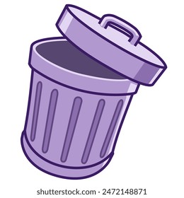 trash can isolated on white cartoon digital sticker