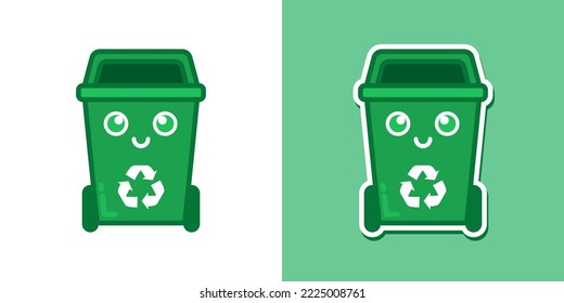 La basura puede kawaii concepto de icono vector de dibujos animados. Estilo de ilustración plano para mascota, pegatina, logotipo e icono.