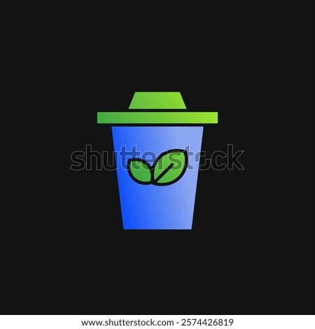 Trash can and leaf icon solid gradient, free energy, ecology, renewable and green energy concept. Gradient Solid icon.