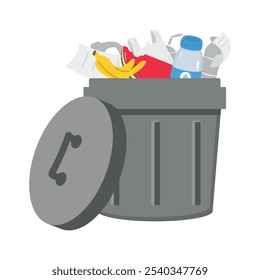 trash can with a lid full of garbage 