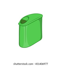 Trash can with lid icon in cartoon style isolated on white background. Garbage symbol