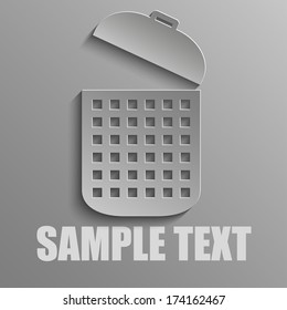 The trash can with the lid open on a gray background