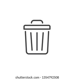 Trash Can Line Icon. Linear Style Sign For Mobile Concept And Web Design. Garbage Bin Outline Vector Icon. Delete Symbol, Logo Illustration. Pixel Perfect Vector Graphics