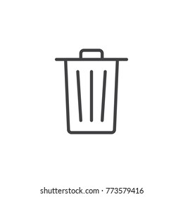 Trash can line icon, outline vector sign, linear style pictogram isolated on white. Delete bin garbage symbol, logo illustration. Editable stroke