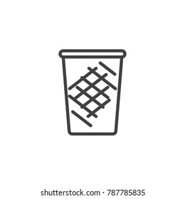 Trash can line icon, outline vector sign, linear style pictogram isolated on white. Dustbin symbol, logo illustration. Editable stroke