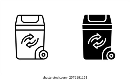 Trash can line icon set, vector illustration on a white background.