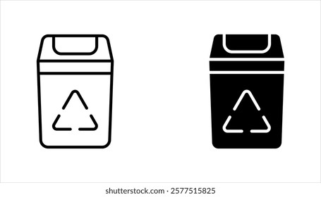 Trash can line icon set, vector illustration on a white background.