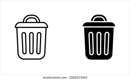 Trash can line icon set, vector illustration on a white background.