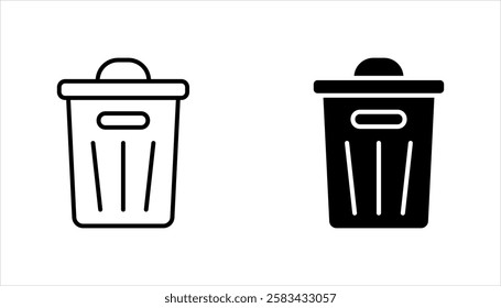 Trash can line icon set, vector illustration on a white background.